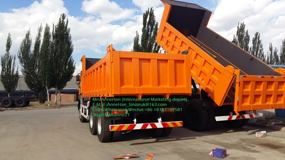 Beiben NG80 6x4 380hp ডাম্প ভারী টিপার ট্রাক অরেঞ্জ রঙ ফ্রন্ট লিফ্ট