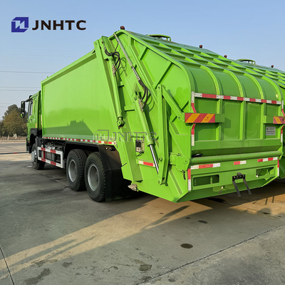 HOWO 6x4 আবর্জনা ট্রাক কম্প্যাক্টর ইউরো 2 বর্জ্য নিষ্পত্তি আবর্জনা পিছন লোডার ট্রাক সবুজ ডিজেল মডেল নতুন