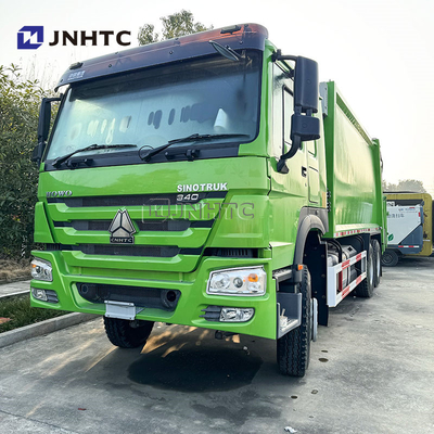 HOWO 6x4 আবর্জনা ট্রাক কম্প্যাক্টর ইউরো 2 বর্জ্য নিষ্পত্তি আবর্জনা পিছন লোডার ট্রাক সবুজ ডিজেল মডেল নতুন