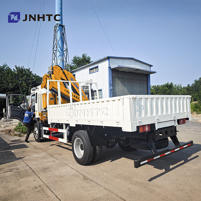 HOWO পণ্যসম্ভার বহনকারী ক্রেন ট্রাক 290HP বেল্ট সিঁড়ি 5 টন রেলবোর্ড ফ্ল্যাট প্লেট পণ্যসম্ভার ট্রাক