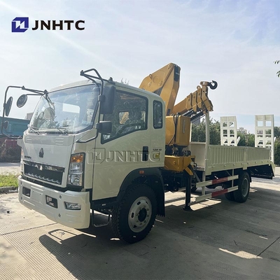 HOWO কার্গো কার্গো ট্রাক মাউন্টেড ক্রেন ট্রাক 290HP 5 টন রেলবোর্ড ফ্ল্যাট প্লেট কার্গো ট্রাক