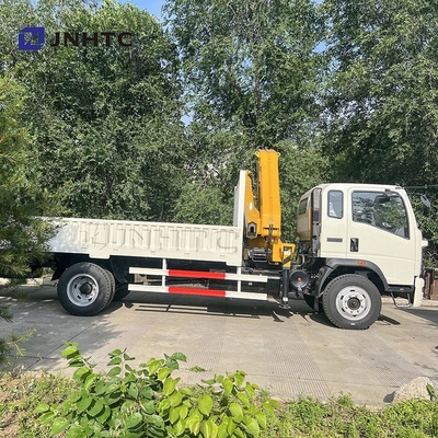 HOWO কার্গো কার্গো ট্রাক মাউন্টেড ক্রেন ট্রাক 290HP 5 টন রেলবোর্ড ফ্ল্যাট প্লেট কার্গো ট্রাক