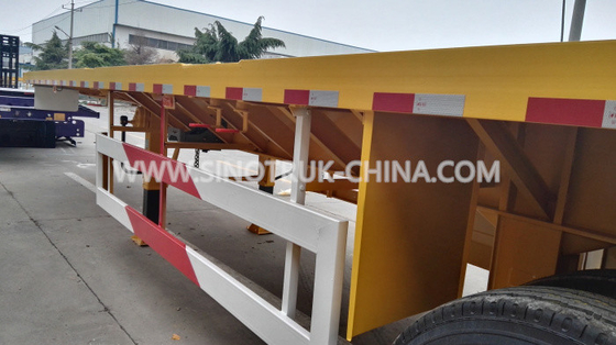12 ওয়াট ফ্ল্যাটযুক্ত সেমি ট্রেলার 1X40 বা 2X20 কন্টেইনার 28T সাপোর্ট লেগ লোড