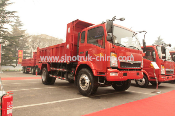 12 টন হাওও 4 × 2 হালকা ডুব ডাম্প ট্রাক 105HP ইউরোআইআই ফ্রন্ট লিফ্টিং 6 টায়ারের সাথে