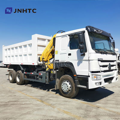 সিনোট্রুক হাও 6x4 371hp ডাম্প ট্রাক ক্রেন সহ 10 টন সিঙ্গাপুর ট্রাক মাউন্ট টেলিস্কোপিক বুম ক্রেন