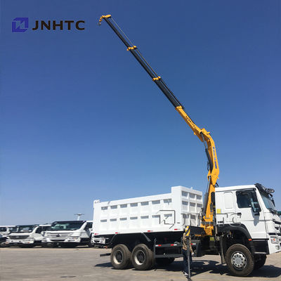 সিনোট্রুক হাও 6x4 371hp ডাম্প ট্রাক ক্রেন সহ 10 টন সিঙ্গাপুর ট্রাক মাউন্ট টেলিস্কোপিক বুম ক্রেন