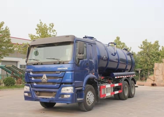 336HP নীল রঙ সেলাই বর্জ্য ট্রাক 6x4 বর্জ্য জল ভ্যাকুয়াম স্তন্যপান ট্রাক