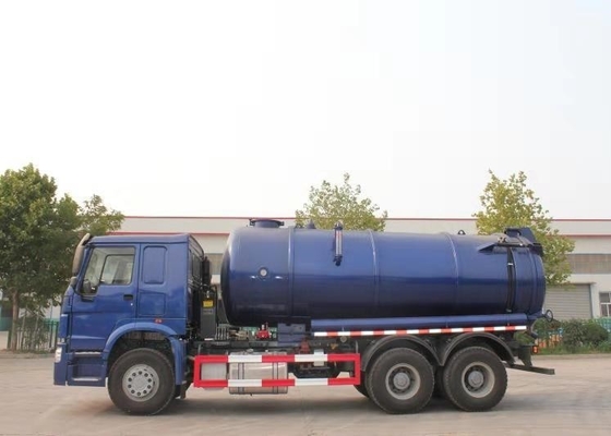 336HP নীল রঙ সেলাই বর্জ্য ট্রাক 6x4 বর্জ্য জল ভ্যাকুয়াম স্তন্যপান ট্রাক