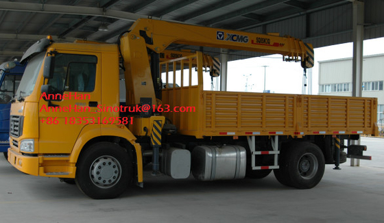 সানোট্রুক হাও 4x2 ক্রেন মাউন্ট ট্রাক, 5-10 টন XCmg টেলিস্কোপিক বুম ক্রেন