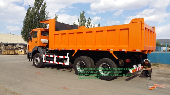 Beiben NG80 6x4 380hp ডাম্প ভারী টিপার ট্রাক অরেঞ্জ রঙ ফ্রন্ট লিফ্ট