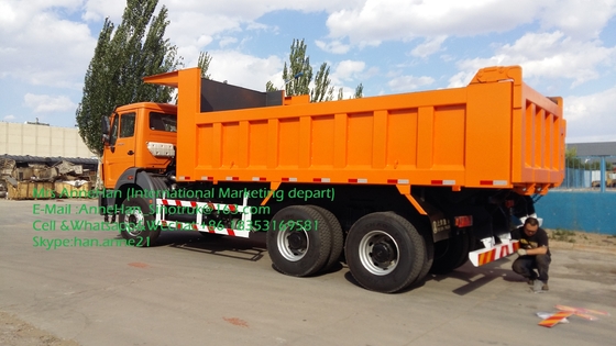 Beiben NG80 6x4 380hp ডাম্প ভারী টিপার ট্রাক অরেঞ্জ রঙ ফ্রন্ট লিফ্ট