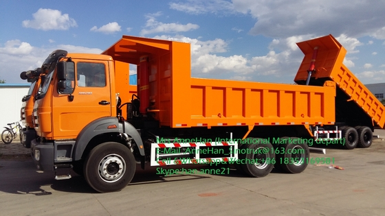 Beiben NG80 6x4 380hp ডাম্প ভারী টিপার ট্রাক অরেঞ্জ রঙ ফ্রন্ট লিফ্ট