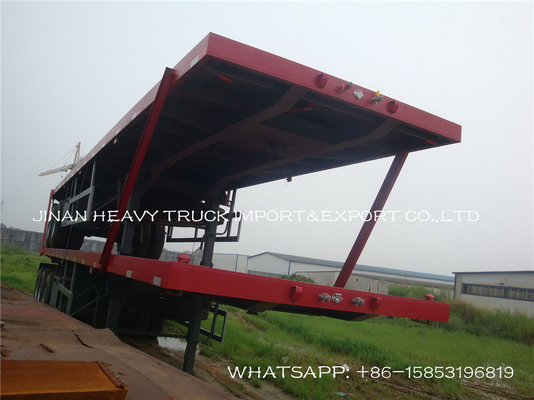 20 40 48 60Ft ফ্ল্যাটবেড ট্রাক ট্রেলারগুলি এক্সটেনডেবল কনটেইনার চ্যাসিস সেমি ট্রেলার 60 টন
