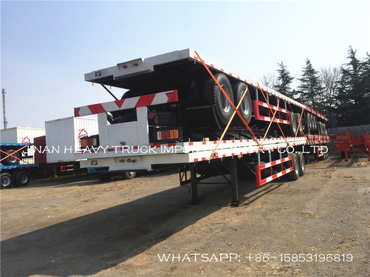 20 40 48 60Ft ফ্ল্যাটবেড ট্রাক ট্রেলারগুলি এক্সটেনডেবল কনটেইনার চ্যাসিস সেমি ট্রেলার 60 টন