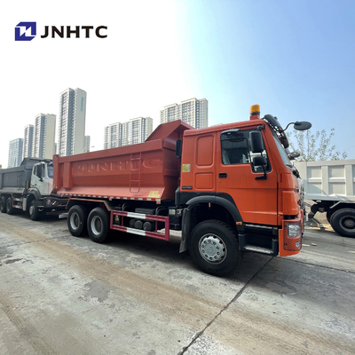HOWO 6X4 371 সবুজ 20 কিউবিক হেভি ডিউটি ​​ডাম্প ট্রাক ইউ টাইপ কার্গো বডি অ্যালার্ম লাইট সহ